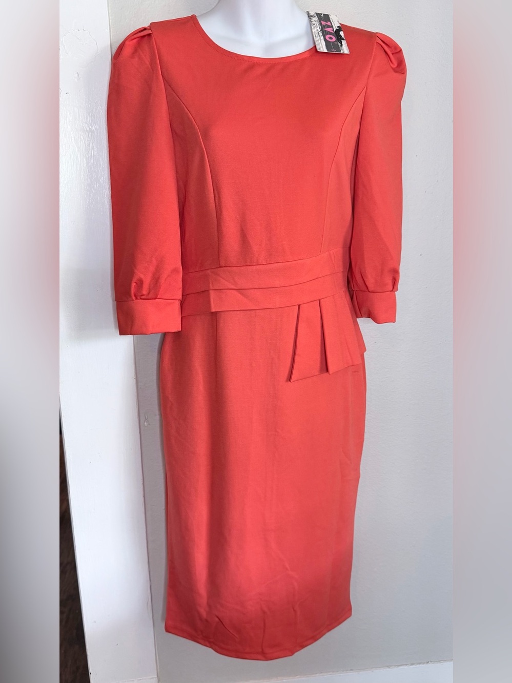 NWT ZVO orange midi pencil dress Small